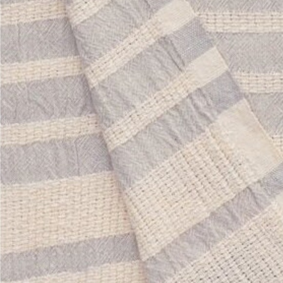 Organic Cotton Loom Weave Spa Bath Towel Gray Natural Stripe NEW Sensitive Skin - Picture 9 of 16